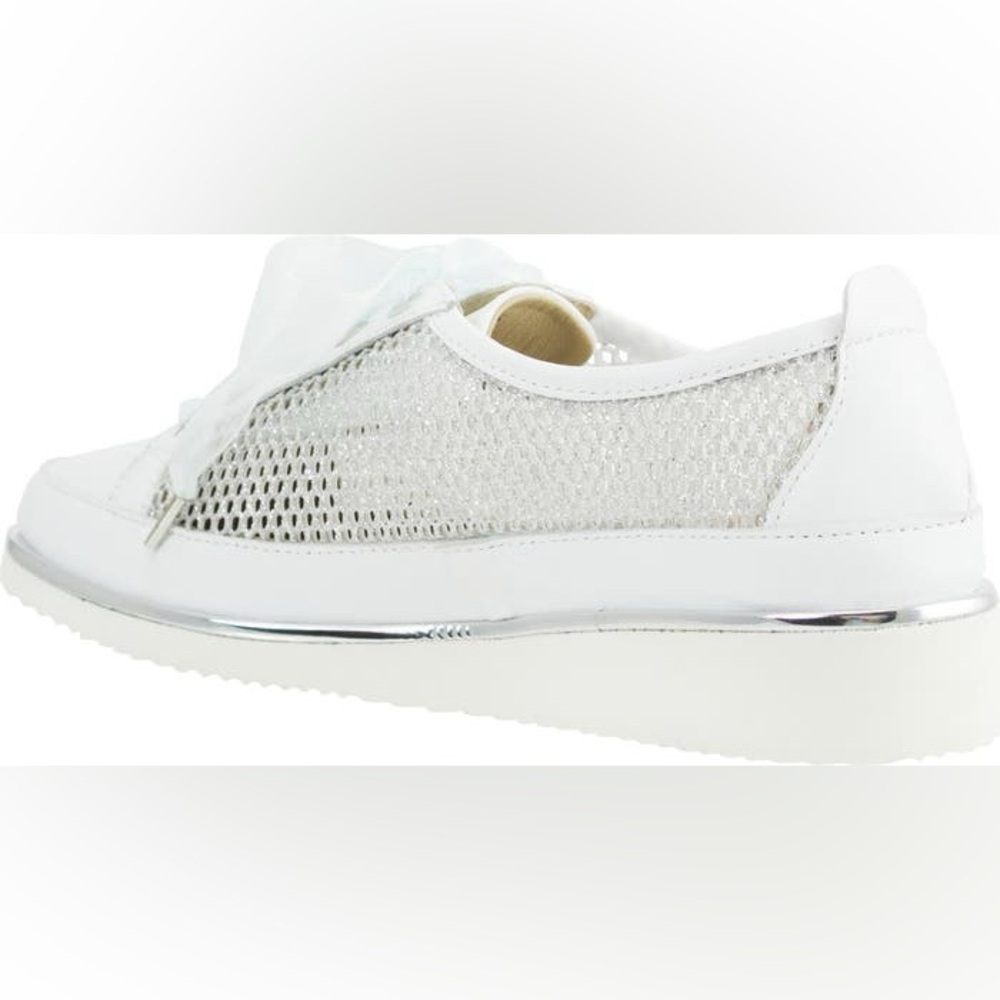 Ron White Novalee Mesh Lace Up Sneaker Silver Sz 7 (37.5) - Picture 4 of 13